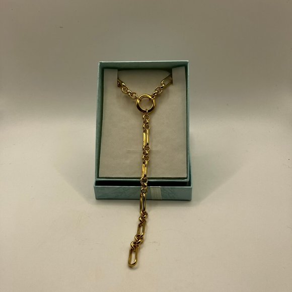18k Real Gold Plated over Brass Y Lariat Paper Clip 30 inches Chain New - Picture 4 of 10